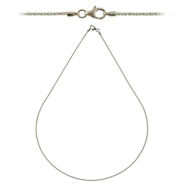 Chaine maille criss cross fermoir mousqueton en argent rhodié
