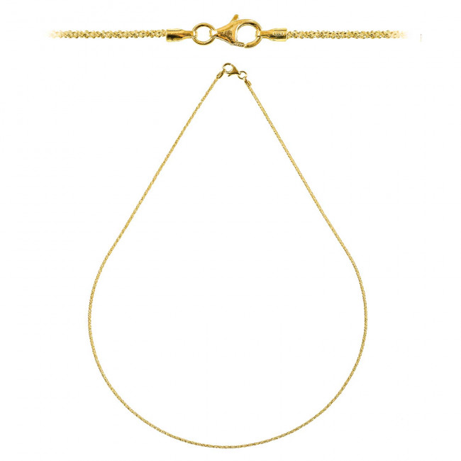 Chaine maille criss cross fermoir mousqueton en argent plaqué or jaune