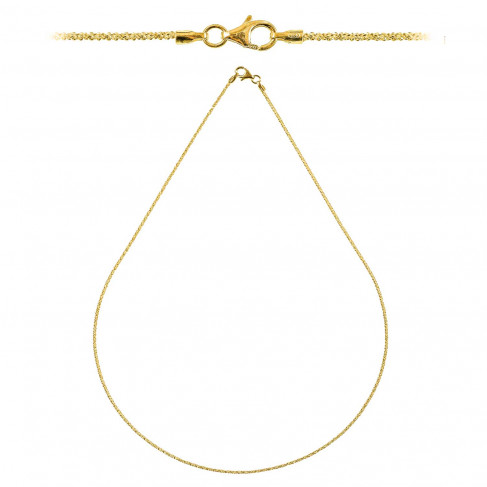 Chaine maille criss cross fermoir mousqueton en argent plaqué or jaune