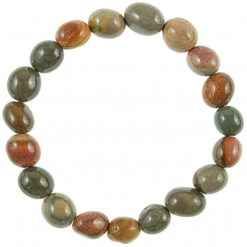Bracelet en jaspe polychrome - Perles pierres roulées