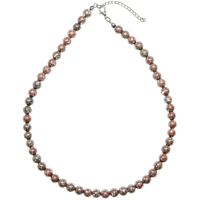 Collier en porphyre impérial rouge - Perles rondes 6 mm - 46 cm