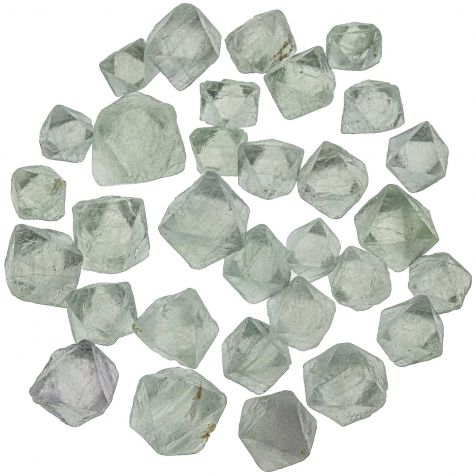 Pierres brutes octaèdres de fluorite verte (ou fluorine) - 1 à 2 cm - 50 grammes