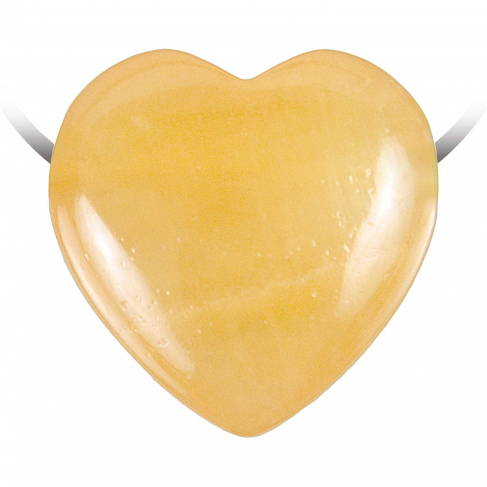 Pendentif coeur pierre percée en calcite orange