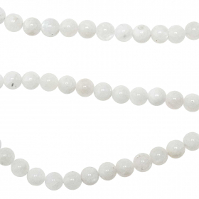 Bracelet en pierre de lune blanche - Perles rondes 6 mm
