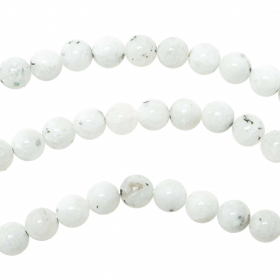 Bracelet en pierre de lune blanche - Perles rondes 8 mm