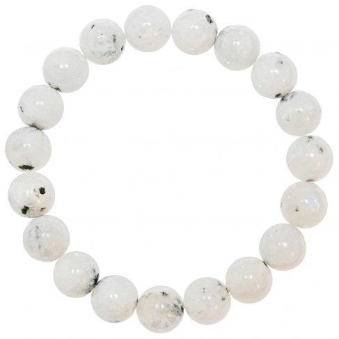 Bracelet en pierre de lune blanche - Perles rondes 10 mm