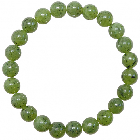 Bracelet en jade néphrite - Perles rondes 8 mm
