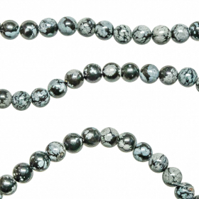Bracelet en obsidienne neige - Perles rondes 6 mm