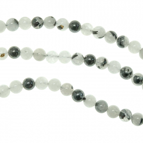 Bracelet en quartz tourmaline - Perles rondes 6 mm