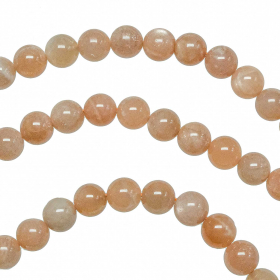 Bracelet en pierre de lune orangée - Perles rondes 8 mm