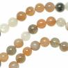 Bracelet en pierre de lune orangée - Perles rondes 10 mm