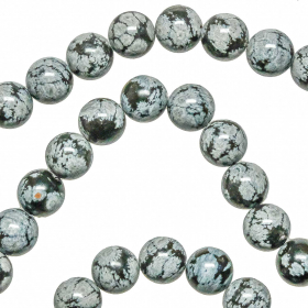 Bracelet en obsidienne neige - Perles rondes 10 mm