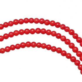 Bracelet en bambou des mers teinté rouge - Perles rondes 5 mm
