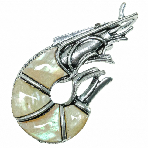 Broche écrevisse avec nacre blanche