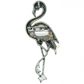 Broche flamant rose avec oeil de tigre
