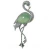 Broche flamant rose avec aventurine verte