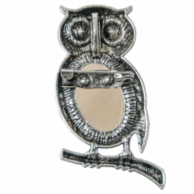 Broche hiboux avec agate grise