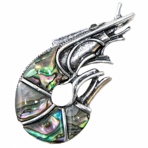Broche écrevisse avec nacre abalone