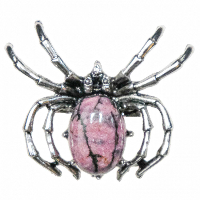 Broche araignée avec rhodonite