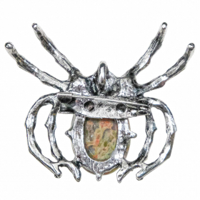 Broche araignée avec unakite