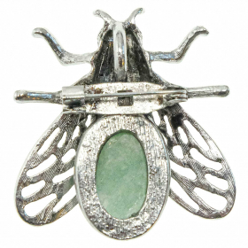Broche abeille avec aventurine verte