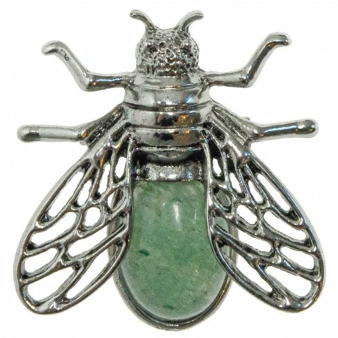 Broche abeille avec aventurine verte