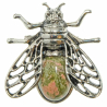 Broche abeille avec unakite