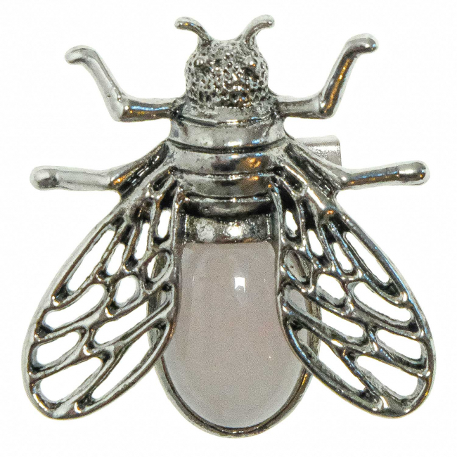 Broche abeille avec quartz rose