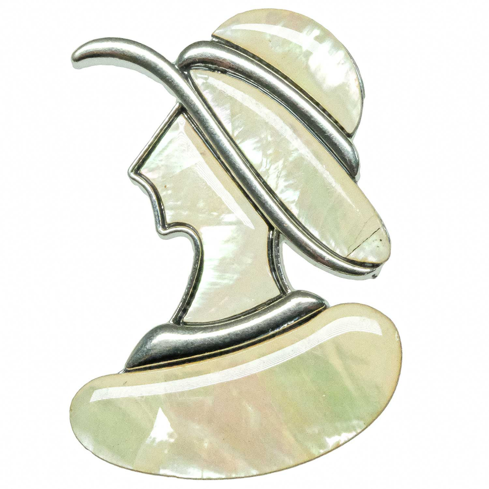 Broche Ancienne Pic à Chapeau Avec Pierre Blanche - Occasion Vintage, Référence REF38012