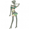 Broche dame en robe avec nacre abalone
