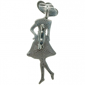 Broche dame en robe et chapeau avec nacre abalone