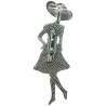 Broche dame en robe et chapeau avec nacre abalone