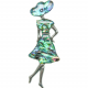 Broche dame en robe et chapeau avec nacre abalone