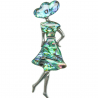 Broche dame en robe et chapeau avec nacre abalone