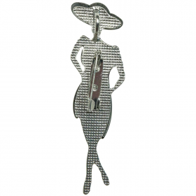 Broche femme en robe et chapeau avec nacre abalone