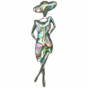 Broche femme en robe et chapeau avec nacre abalone