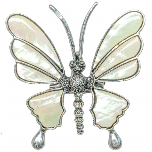 Broche papillon avec nacre blanche
