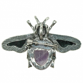 Broche abeille avec améthyste et nacre abalone