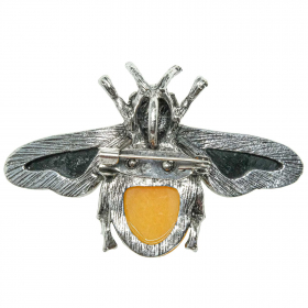 Broche abeille avec jade topaze et nacre abalone