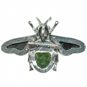 Broche abeille avec agate mousse et nacre abalone