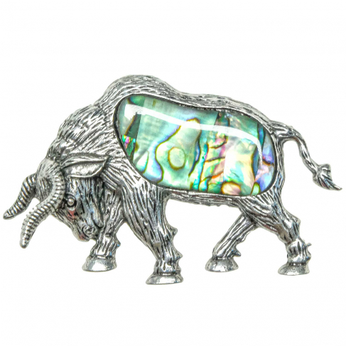 Broche taureau avec nacre abalone