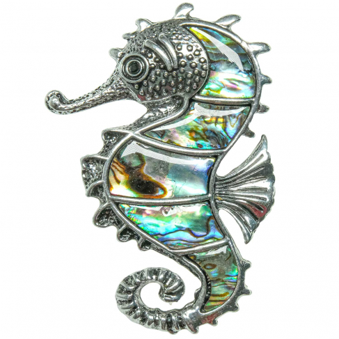 Broche hippocampe avec nacre abalone