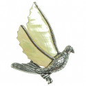 Broche colombe avec nacre blanche