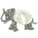 Broche éléphant avec nacre blanche