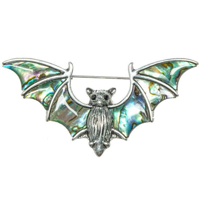 Broche chauve-souris avec nacre abalone