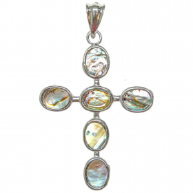 Pendentif croix crucifix avec nacre abalone