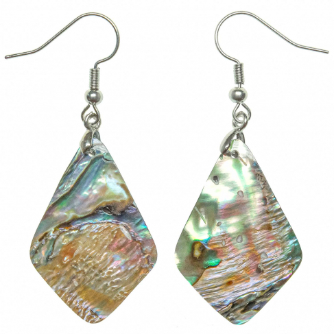 Boucles d'oreilles losange en nacre abalone