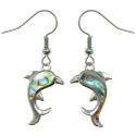 Boucles d'oreilles dauphin avec nacre abalone