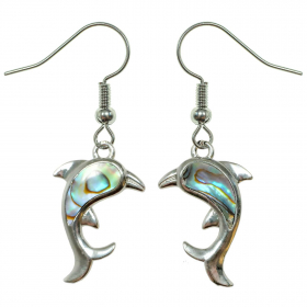 Boucles d'oreilles dauphin avec nacre abalone