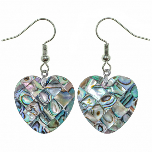 Boucles d'oreilles coeur en nacre abalone